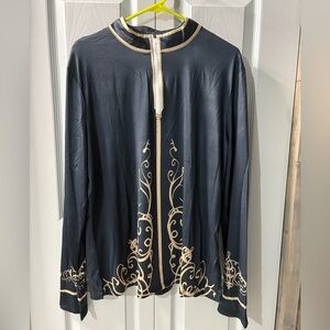 NWT ACEGOLFS Elegant Black and Gold Women's Quarter Zip top size XXXL